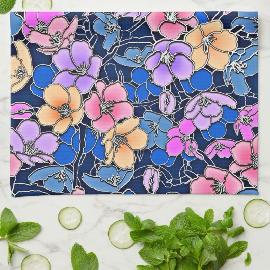 Stilistisch bloemmotief 46 theedoek (Gevouwen)