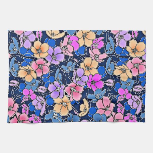 Stilistisch bloemmotief 46 theedoek (Horizontaal)