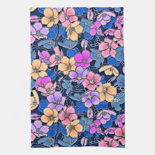 Stilistisch bloemmotief 46 theedoek (Verticaal)