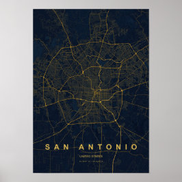 Stilistische kaartprint van San Antonio Texas Poster