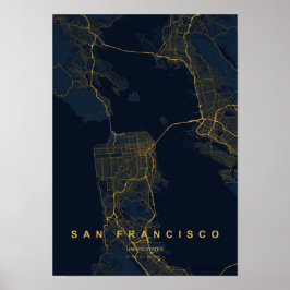 Stilistische kaartprint van San Francisco Californ Poster