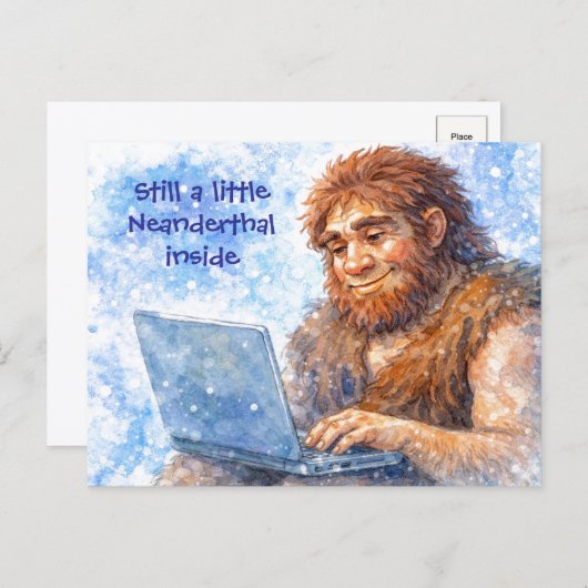 Still a Little Neanderthal Inside Funny Postcard Feestdagenkaart (Voorkant / Achterkant)