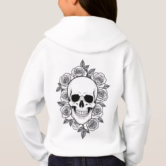 Still Blooming Skull & Roses Line Art Hoodie (Achterkant)