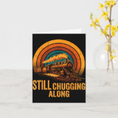 Still Chugging Along Retro Steam Train Locomotive  Kaart (Gele Bloem)