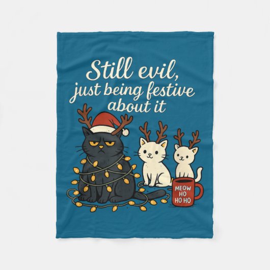 Still Evil, Just Being Festive About It Funny Cat  Fleece Deken (Voorkant)