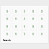Still Existing Minimalist Flower Stamp Design Vierkante Sticker (Vel)
