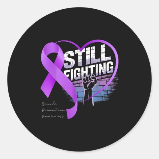 Still Fighting Suicide Prevention Awareness Purple Ronde Sticker (Voorkant)