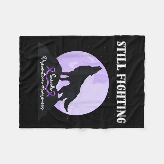 Still Fighting Suicide Prevention Awareness Wolf  Fleece Deken (Voorkant (Horizontaal))