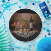 Still life Fruit Bowl and Wine Bottle      Papieren Bordje (Feest)