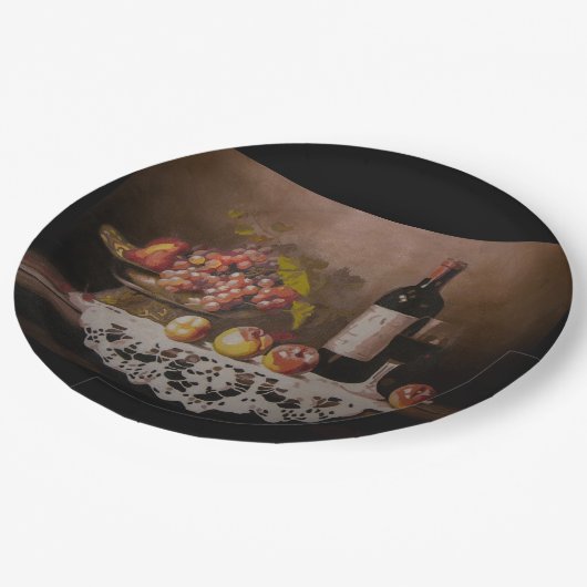 Still life Fruit Bowl and Wine Bottle Papieren Bordje (Gekanteld)