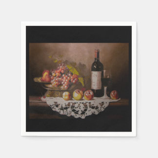 Still life Fruit Bowl and Wine Bottle Servet