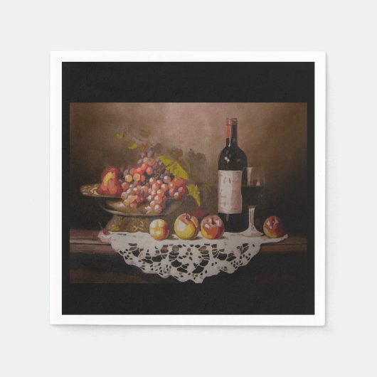 Still life Fruit Bowl and Wine Bottle Servet (Voorkant)