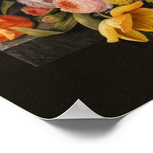 Still Life of Flowers and Fruit by Severin Roesen Poster (Hoek)