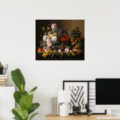 Still Life of Flowers and Fruit by Severin Roesen Poster (Thuiskantoor)
