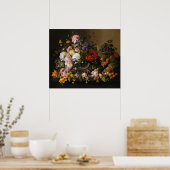 Still Life of Flowers and Fruit by Severin Roesen Poster (Keuken)