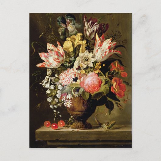 Still Life of Flowers in a Vase with a Lizard on a Briefkaart (Voorkant)