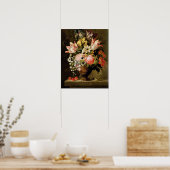 Still Life of Flowers in a Vase with a Lizard on a Poster (Keuken)