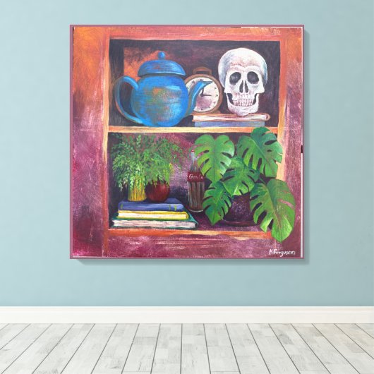 Still Life on a Bookcase Stretched Canvas Print (Insitu (Houten vloer))