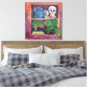 Still Life on a Bookcase Stretched Canvas Print (Insitu (Slaapkamer))