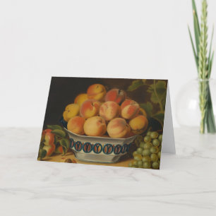 Still Life Perziken & Druiven Vouwbare Wenskaart Kaart