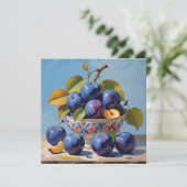 Still Life Plums in Vintage Bowl  Kaart (Staand voorkant)