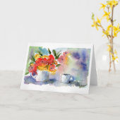 Still Life Waterverf Wenskaart Kaart (Gele Bloem)