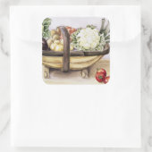 Still life with a trug of vegetables vierkante sticker (Tas)