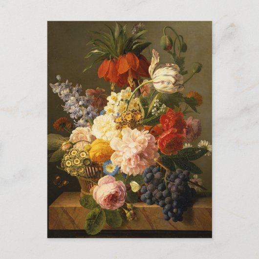Still Life with Flowers and Fruit, 1827 Briefkaart (Voorkant)