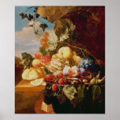 Still life with fruit and flowers poster (Voorkant)