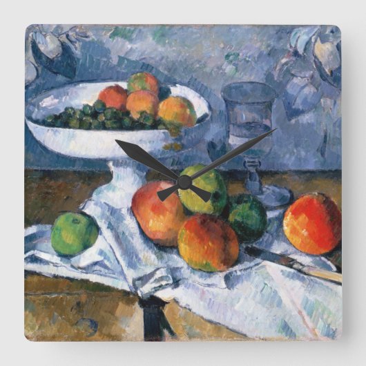 Still Life with Fruit Dish Vierkante Klok (Voorkant)