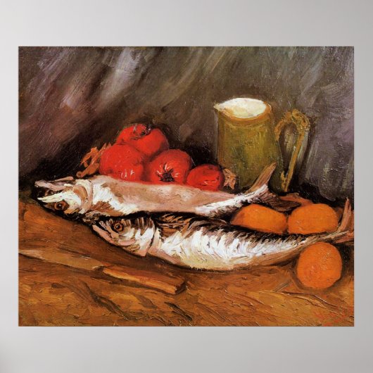 Still Life with Mackerels, lemons, tomatoes, Poster (Voorkant)