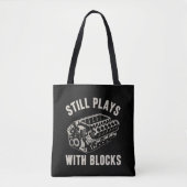 Still Plays with Blocks Funny Car Mechanic Racing Tote Bag (Voorkant)