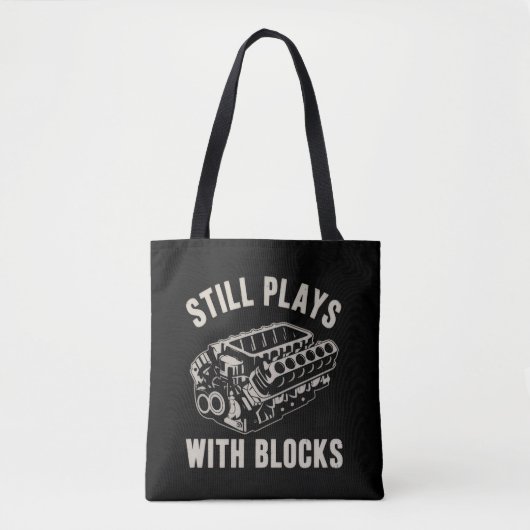 Still Plays with Blocks Funny Car Mechanic Racing  Tote Bag (Voorkant)