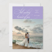 Still Smiling Elegant Wedding Photo Lilac Bedankkaart (Voorkant)