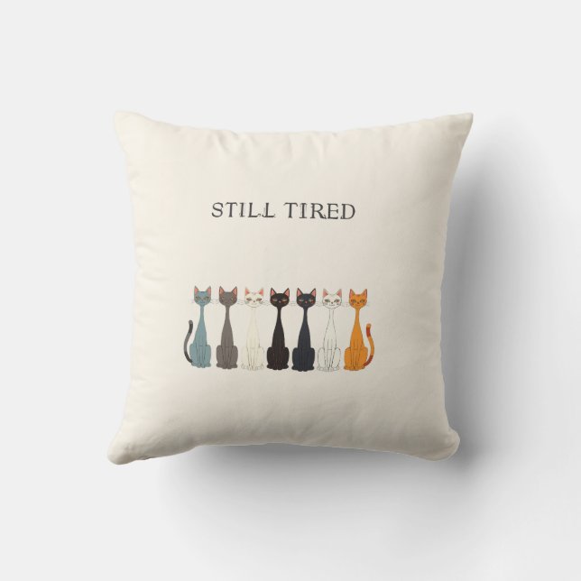 Still Tired Cats - Blue Cat Mom Graphic Reversible Kussen (Achterkant)