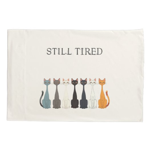 Still Tired Cats - Blue Cat Mom Graphic Reversible Kussensloop (Achterkant)