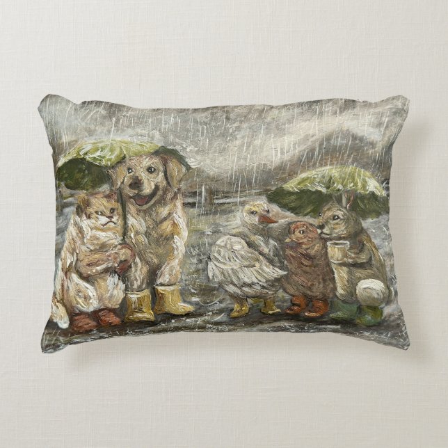 Still Together Whimsical Farmhouse Animals Rainy  Accent Kussen (Voorkant)