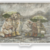 Still Together Whimsical Farmhouse Animals Rainy Sticker (Voorkant)