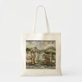 Still Together Whimsical Farmhouse Animals Rainy  Tote Bag
