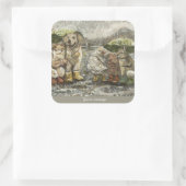 Still Together Whimsical Farmhouse Animals Rainy  Vierkante Sticker (Tas)