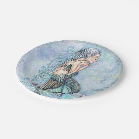 Still Waters Moeder en Baby Zeemeerminnen Baby sho Papieren Bordje (Gekanteld)