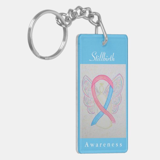 Stillborn Awareness Ribbon Angel Sleutelhanger (Voorkant Links)