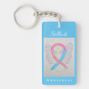 Stillborn Awareness Ribbon Angel Sleutelhanger