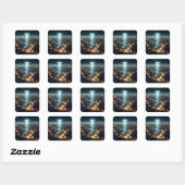 stille aankomst vierkante sticker (Vel)