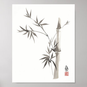 Stille Bamboe Elegantie Chinese Penseel Kunst Poster
