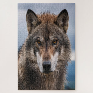 Stille Bewaker – Een Krachtig Portret van de Wolf Legpuzzel