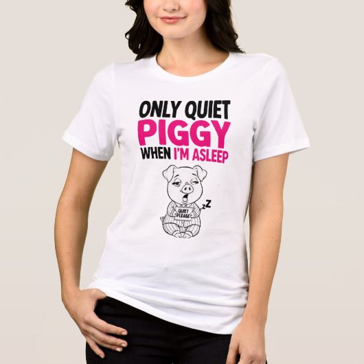 Stille Biggetje Ik Slaap Funny Slaap Shirt (Voorkant)