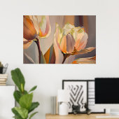 Stille Bloei – Abstracte Tulpen in Zachte Goud Poster (Thuiskantoor)