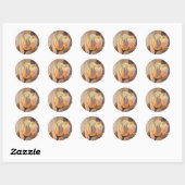 Stille Bloei – Abstracte Tulpen in Zachte Goud Ronde Sticker (Vel)