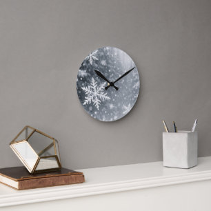 Stille Bos Sneeuwvlok Muurklok van Acryl Ronde Klok